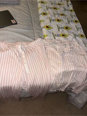 The Stars Above Pink and White Striped Pajama Set